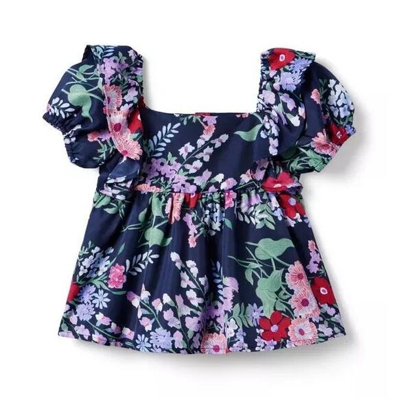 Janie And Jack Floral Puff Sleeve Top Size 3T Girls - Picture 1 of 9